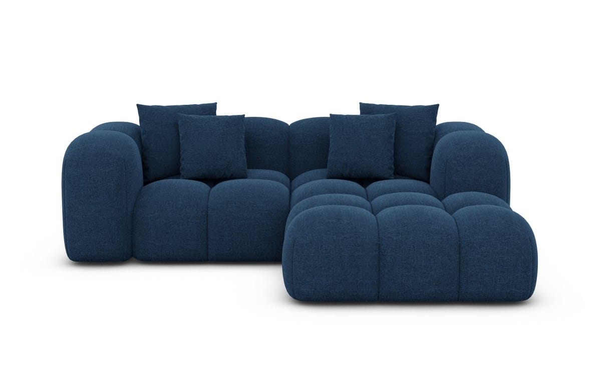 Mini Stoff Ecksofa Formentera L-Form Blau