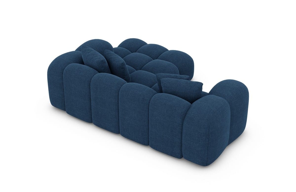 Mini Stoff Ecksofa Formentera L-Form Blau