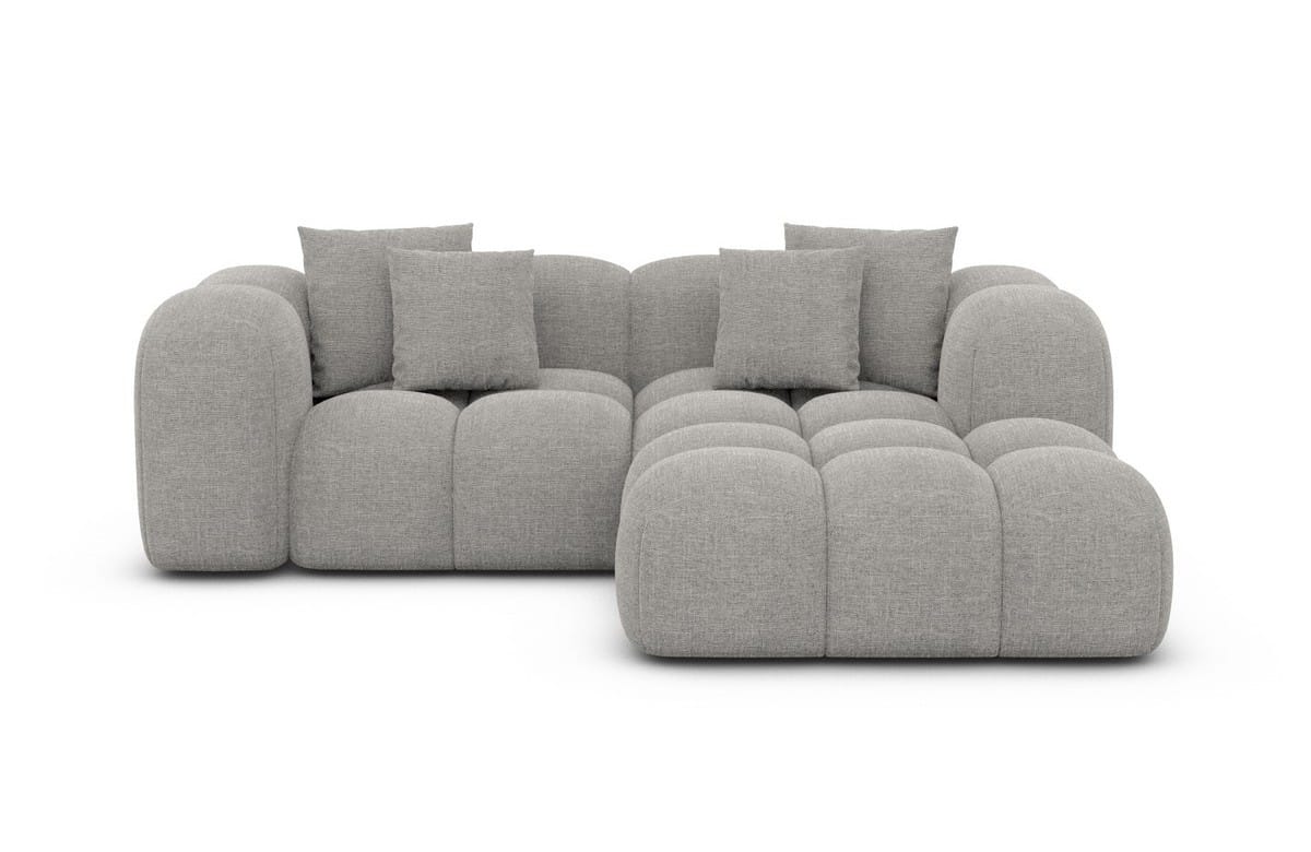 Mini Stoff Ecksofa Formentera L-Form Hellgrau