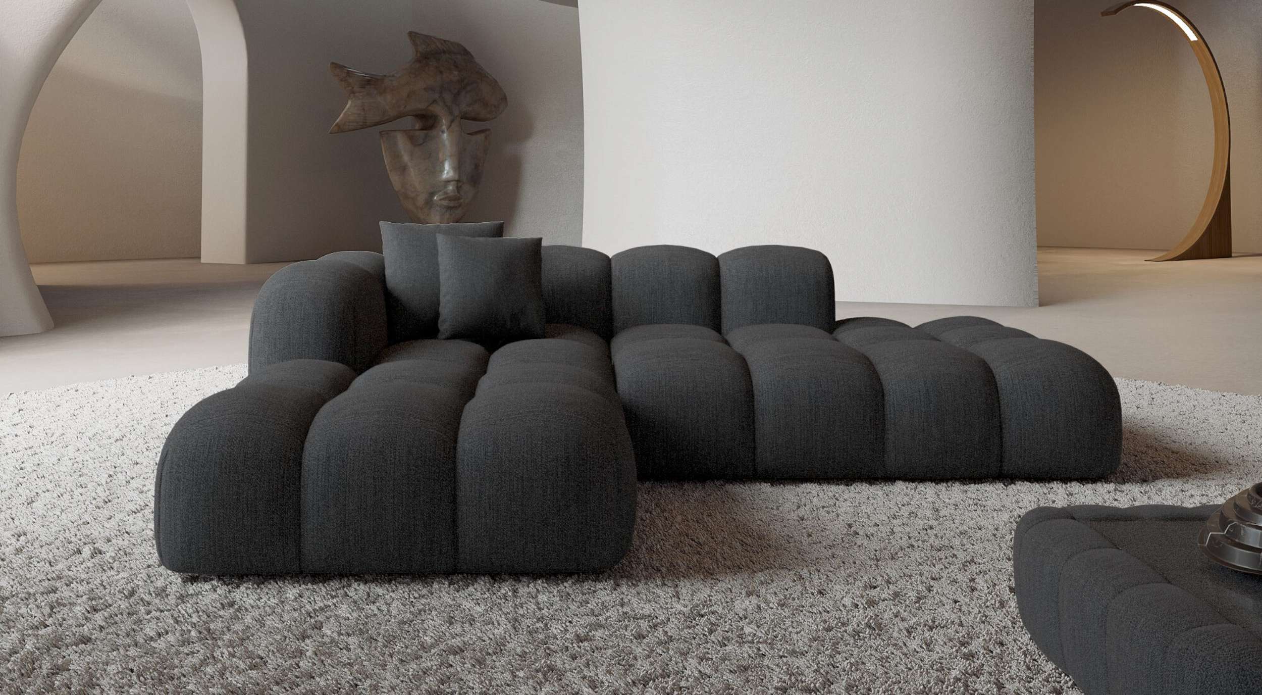 Stoff Ecksofa Formentera Lounge L-Form anthrazit