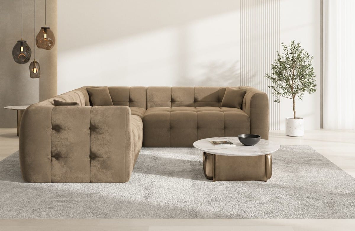 Stoff Ecksofa Sevilla L-Form Braun