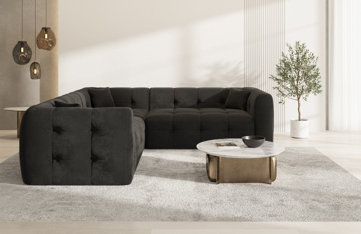 Ecksofa Sevilla Stoff L-Form Schwarz
