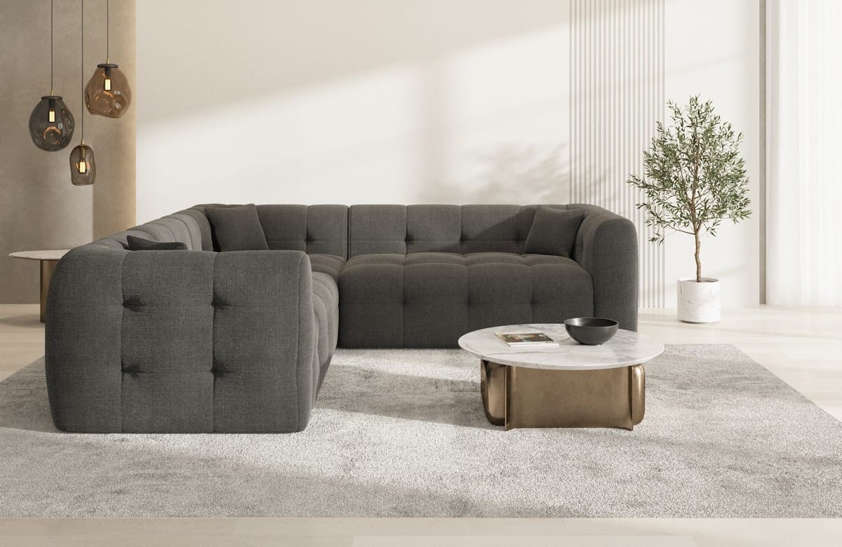 Stoff Ecksofa Sevilla L-Form Anthrazit