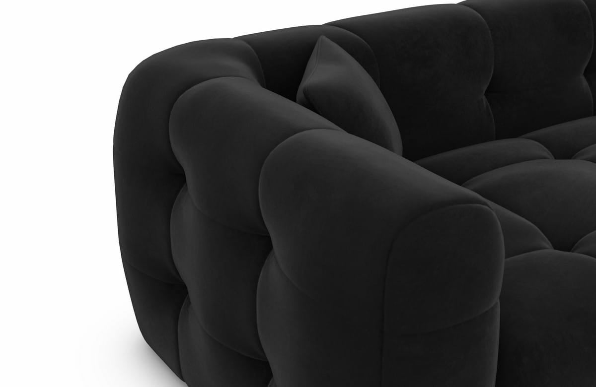 Couch Sevilla L-Form in Stoff Schwarz