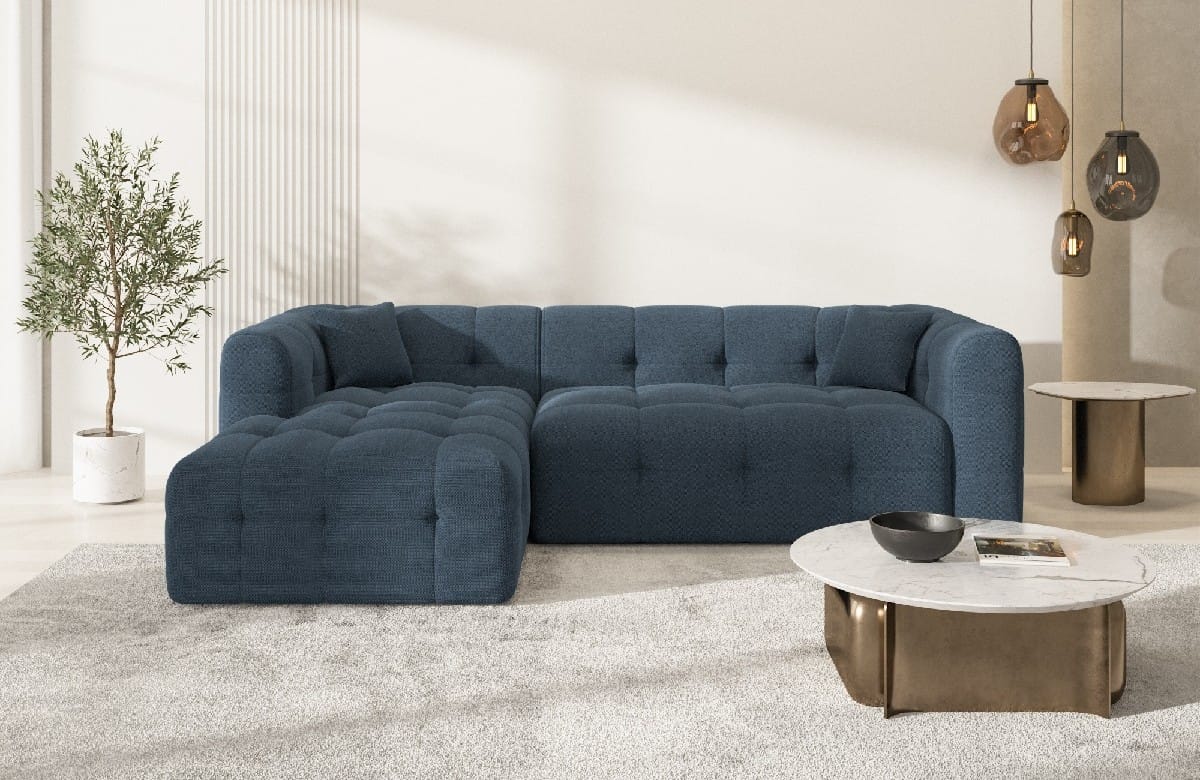 Couch Sevilla L-Form in Stoff Blau