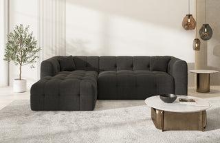 Couch Sevilla L-Form in Stoff Schwarz