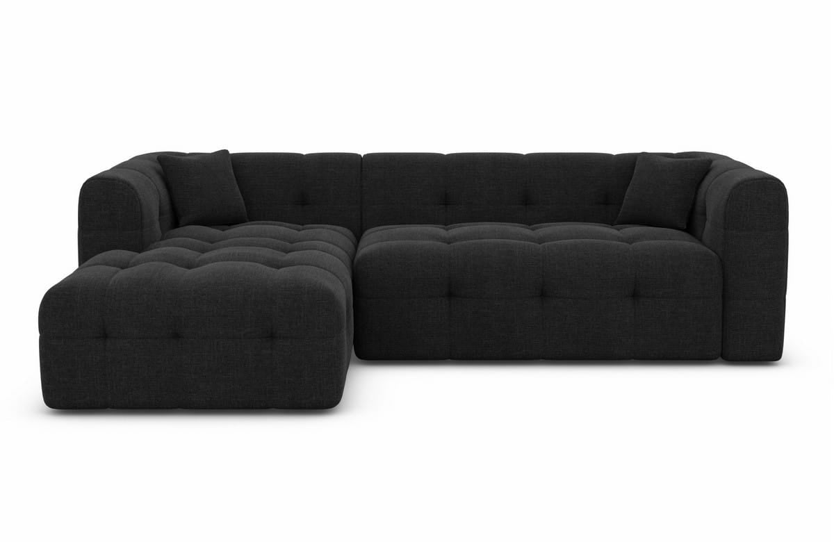 Ecksofa Sevilla L Form Stoff Schwarz