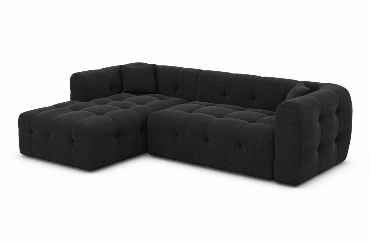 Ecksofa Sevilla L Form Stoff Schwarz
