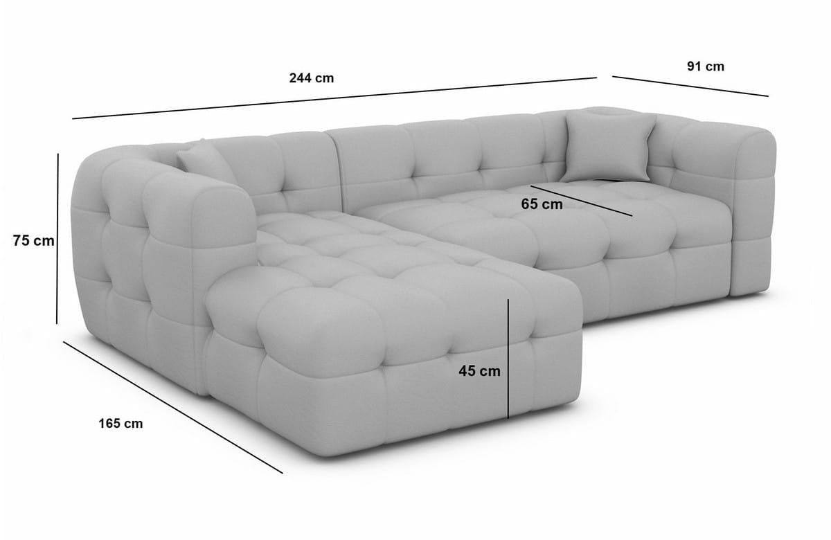 Ecksofa Sevilla L Form Stoff Schwarz