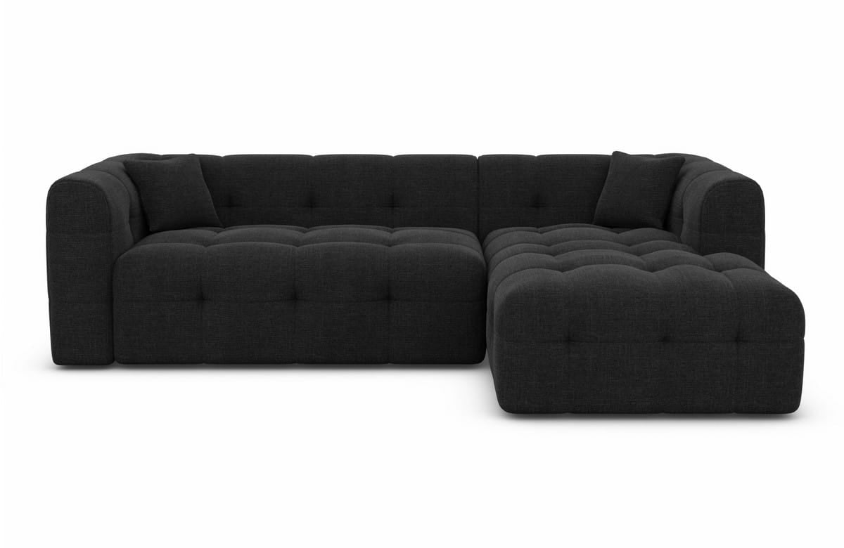Couch Sevilla L-Form in Stoff schwarz