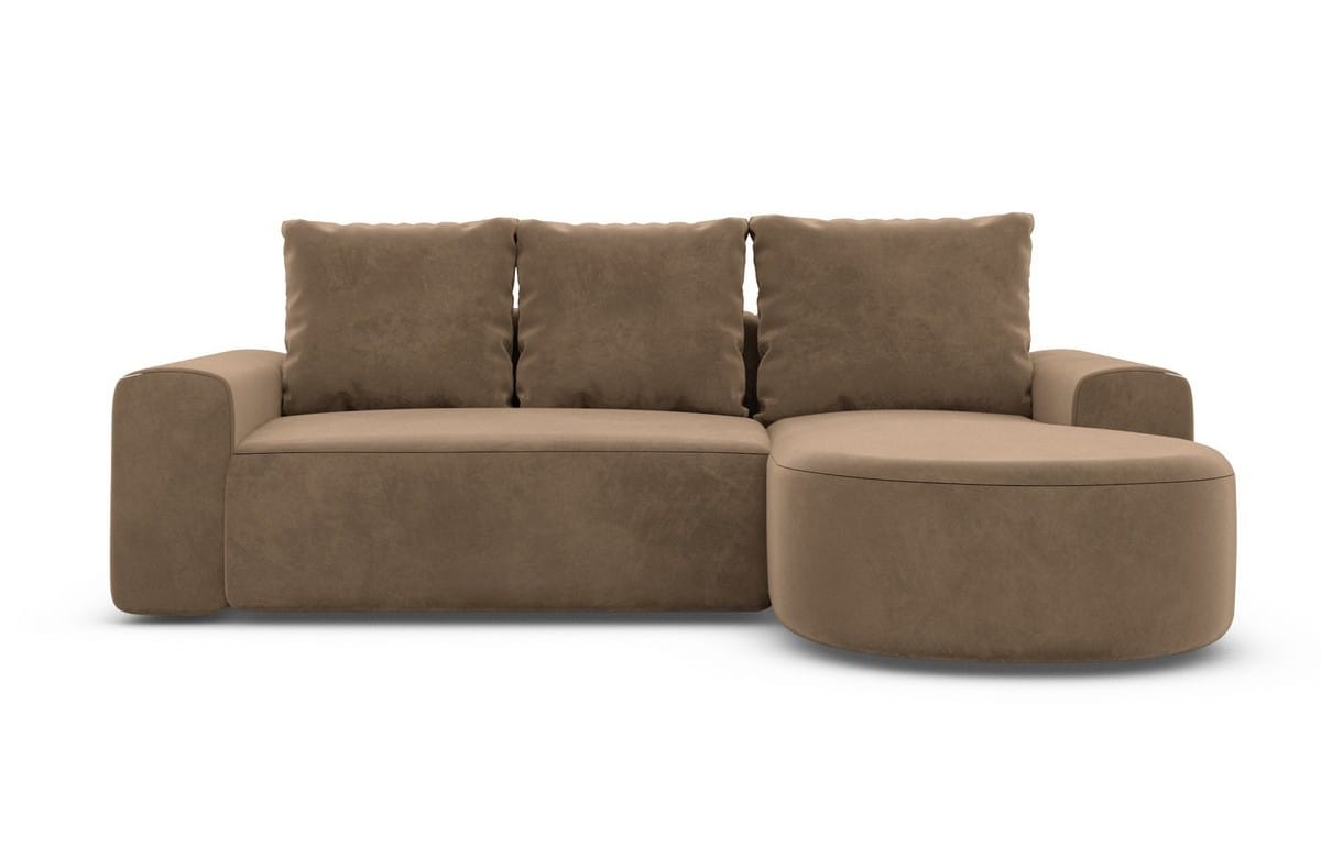 Couch Gomera L-Form in Stoff Kurz Braun
