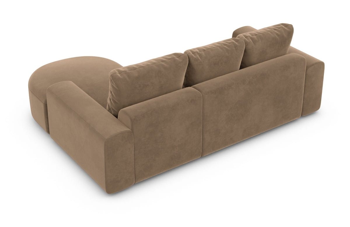 Couch Gomera L-Form in Stoff Kurz Braun