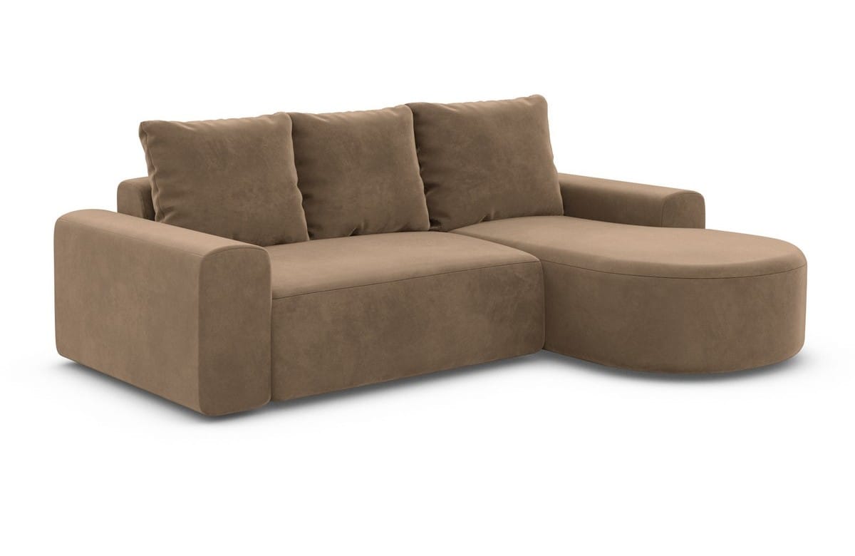 Couch Gomera L-Form in Stoff Kurz Braun