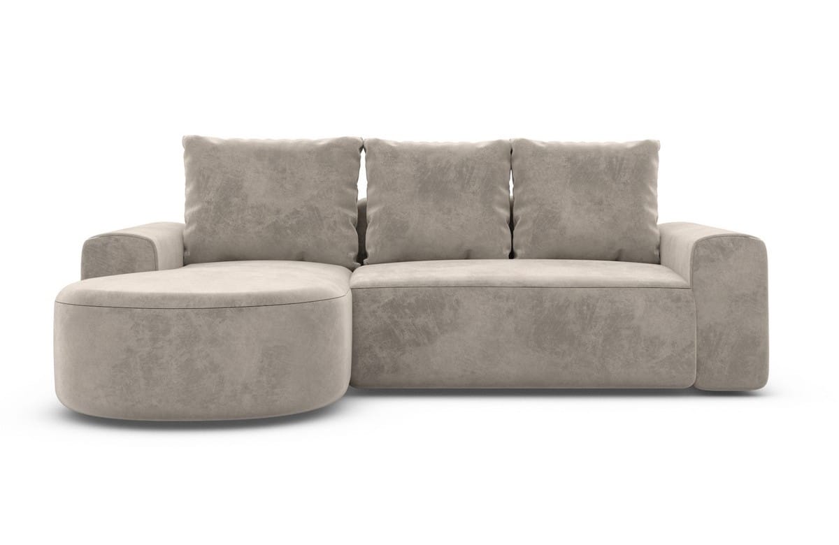 Couch Gomera L-Form in Stoff Kurz Sand