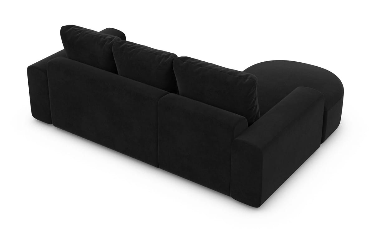 Couch Gomera L-Form in Stoff Kurz Schwarz