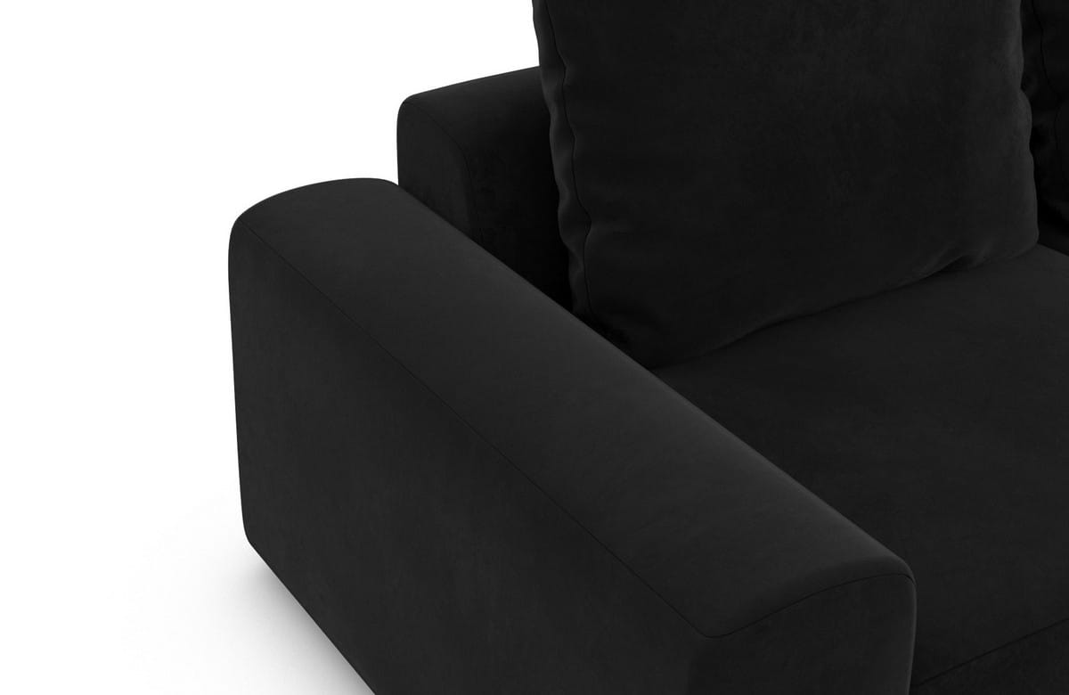 Couch Gomera L-Form in Stoff Kurz Schwarz