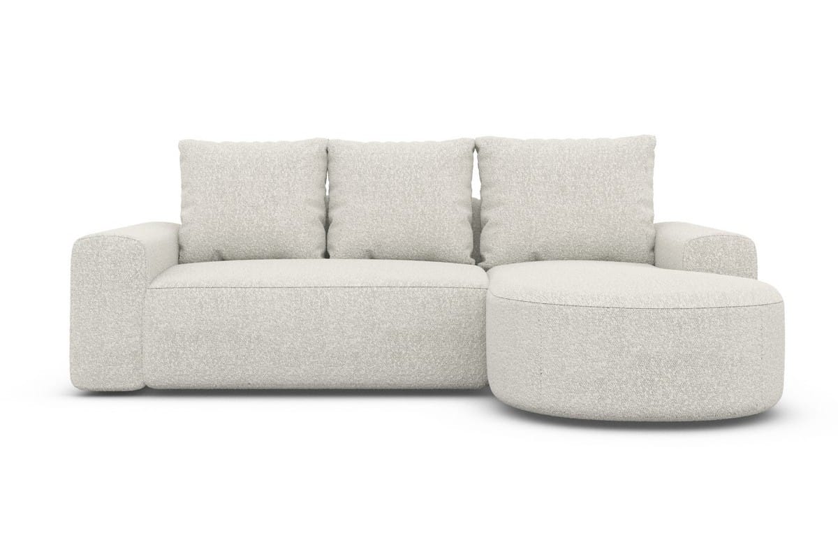 Couch Gomera L-Form in Stoff Kurz Pearl