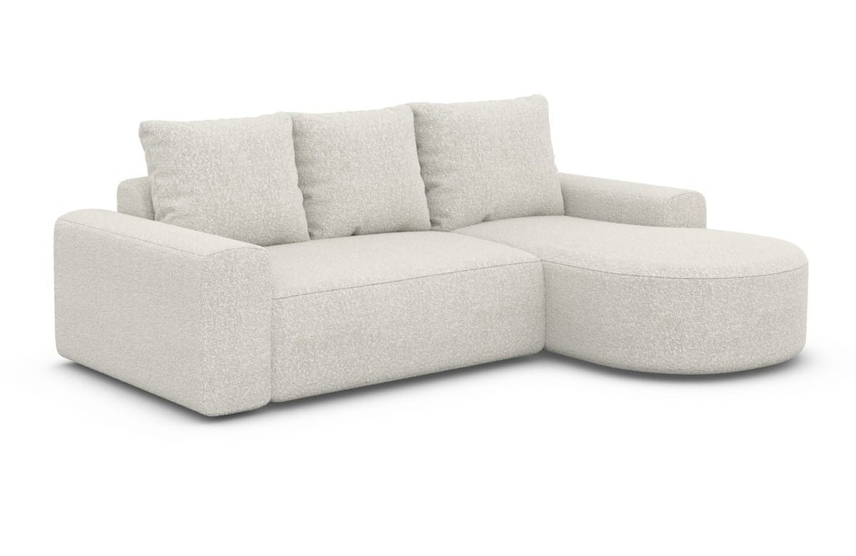 Couch Gomera L-Form in Stoff Kurz Pearl