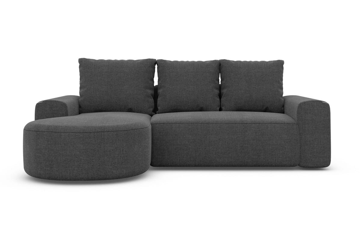 Couch Gomera L-Form in Stoff Kurz Anthrazit