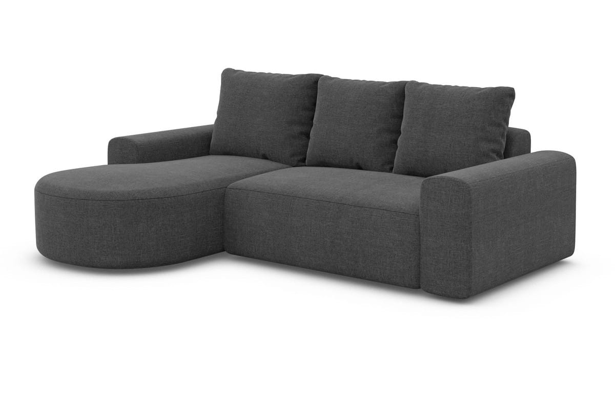Couch Gomera L-Form in Stoff Kurz Anthrazit