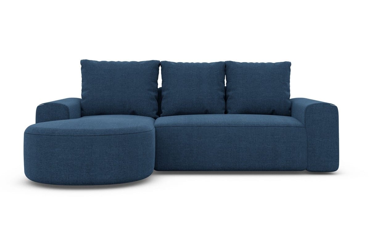 Couch Gomera L-Form in Stoff Kurz Blau