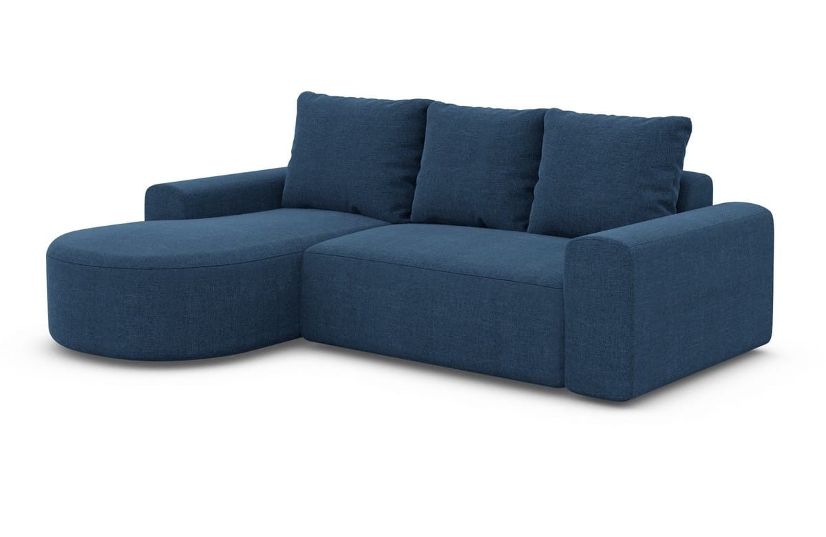 Couch Gomera L-Form in Stoff Kurz Blau