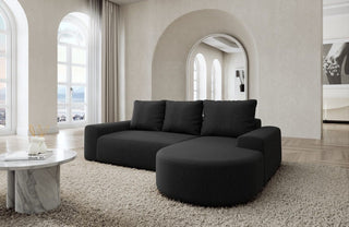 Couch Gomera L-Form in Stoff Kurz Schwarz