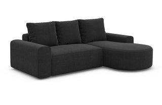 Couch Gomera L-Form in Stoff Kurz Schwarz