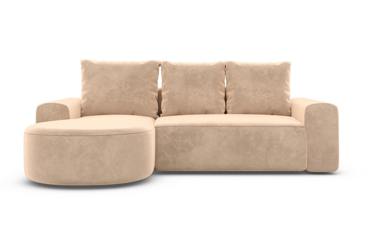 Couch Gomera L-Form in Stoff Kurz Beige