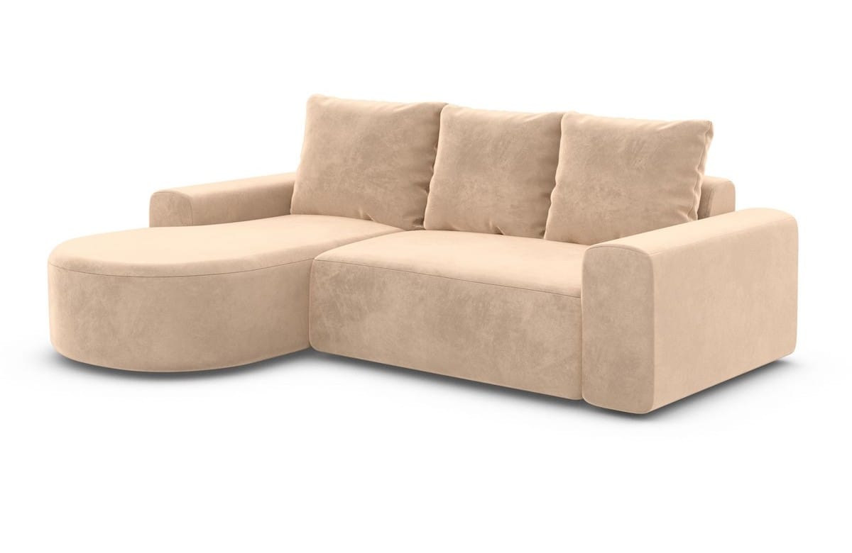 Couch Gomera L-Form in Stoff Kurz Beige