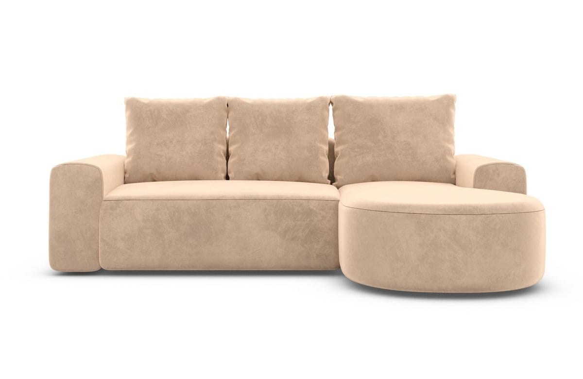 Couch Gomera L Form Stoff Beige