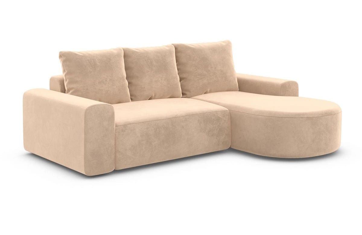 Couch Gomera L Form Stoff Beige