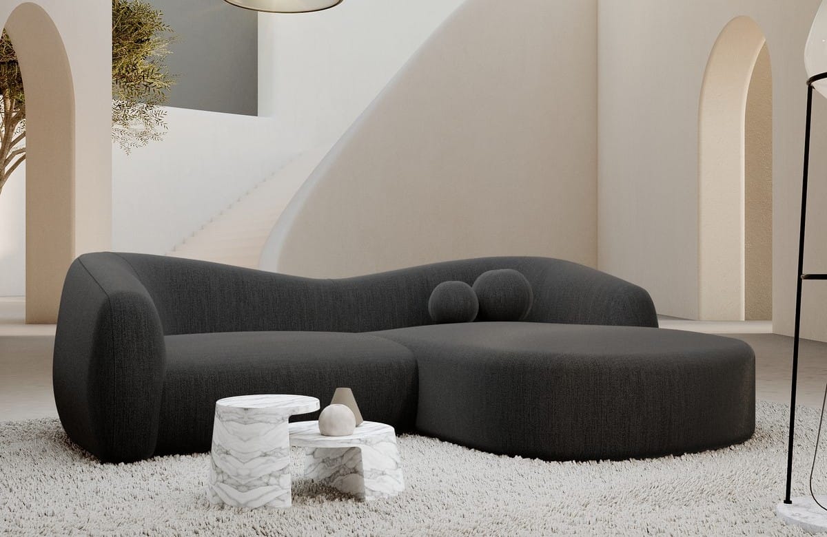 Ecksofa Murcia L-Form aus Stoff Anthrazit