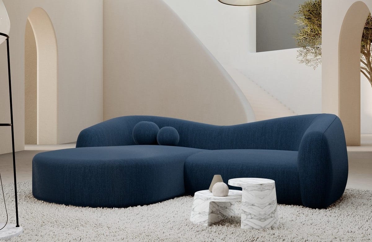 Ecksofa Murcia L-Form aus Stoff Blau