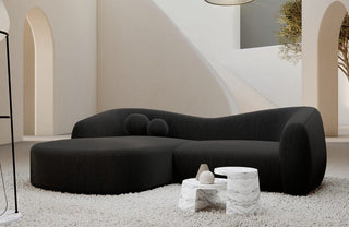 Ecksofa Murcia L-Form aus Stoff Schwarz