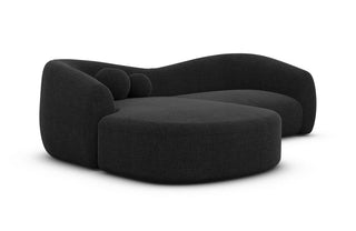 Ecksofa Murcia L-Form aus Stoff Schwarz