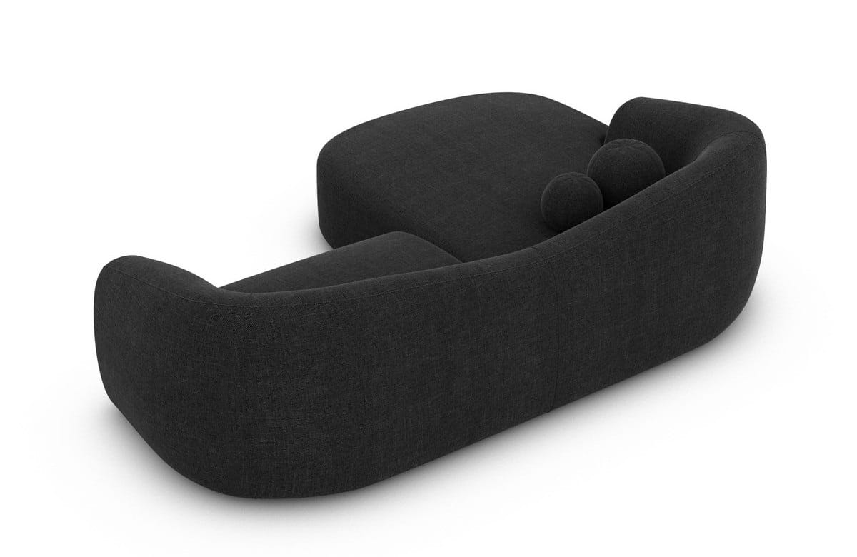 Stoff Ecksofa Murcia L-Form Kurz Schwarz