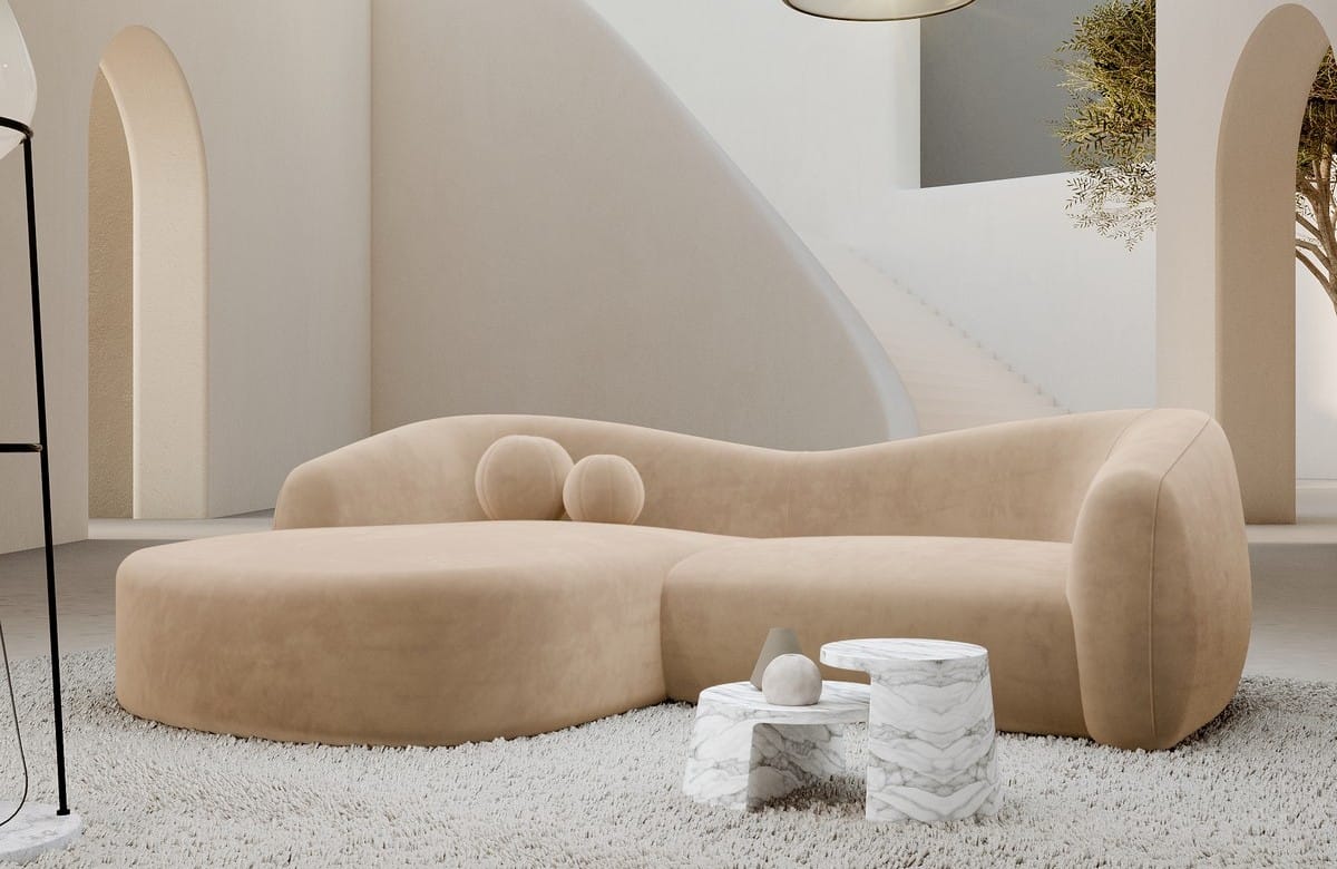 Ecksofa Murcia L-Form aus Stoff Beige