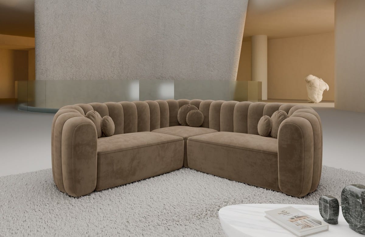 Stoff Ecksofa Almeria L-Form Braun