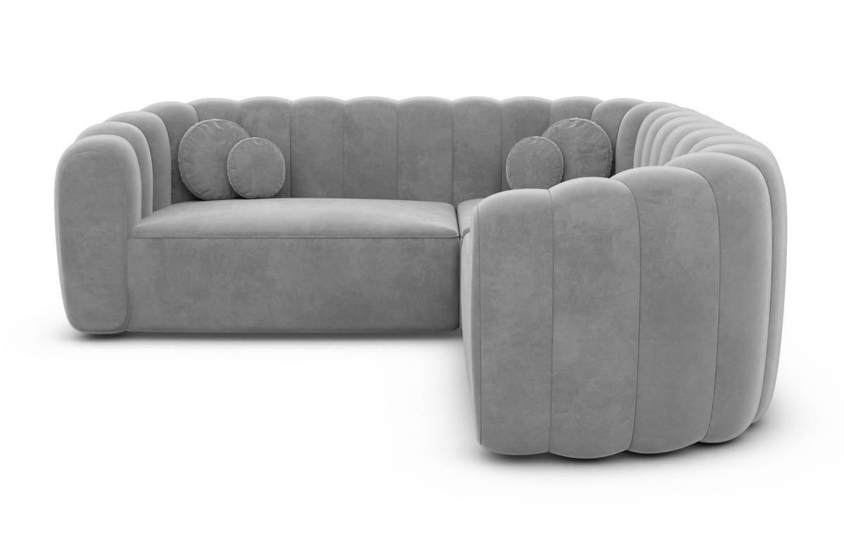 Stoff Ecksofa Almeria L-Form Hellgrau