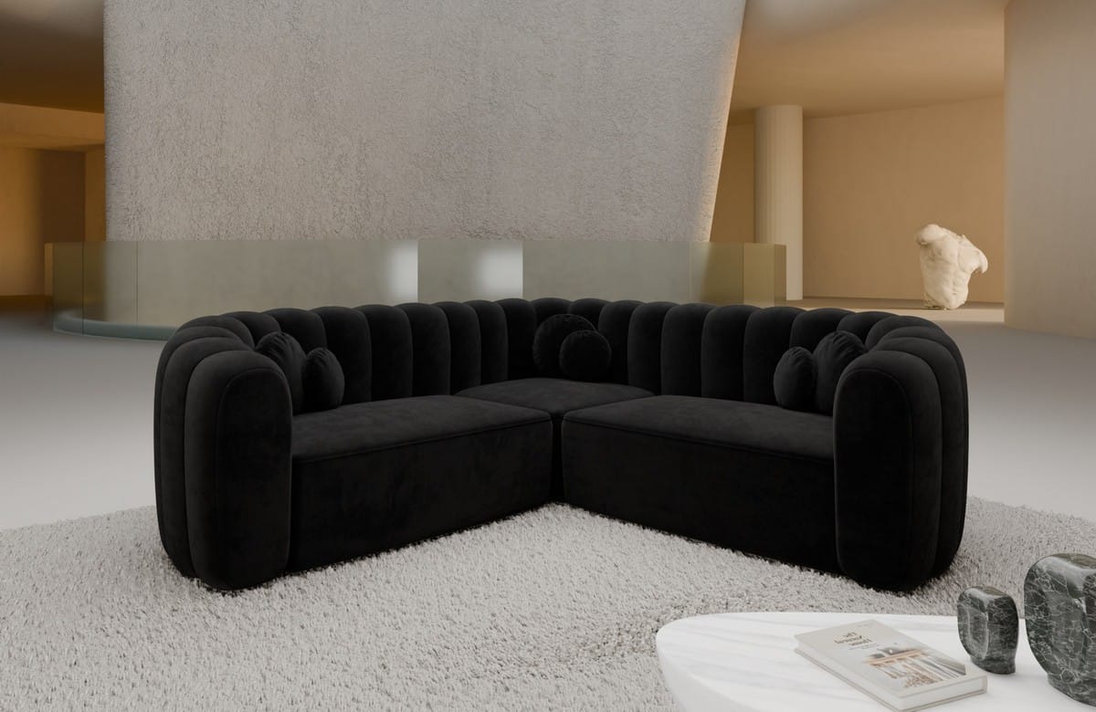 Stoff Ecksofa Almeria L Form Schwarz