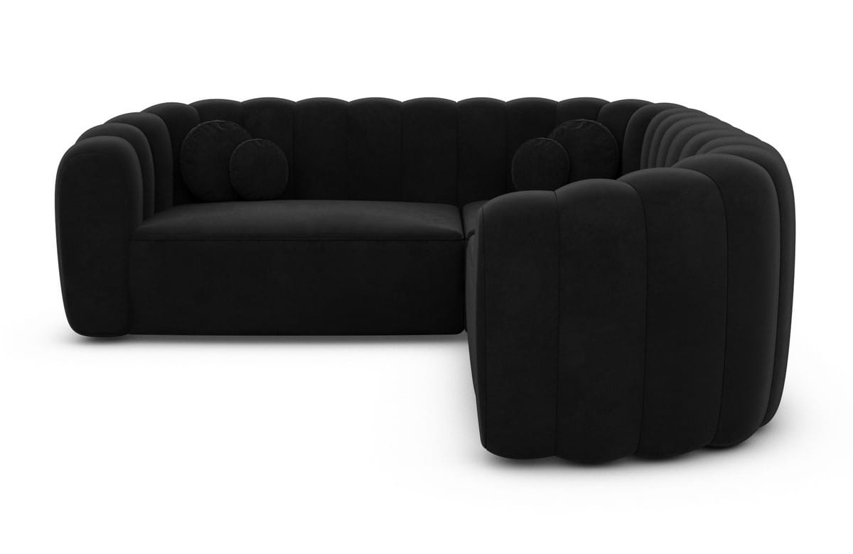 Stoff Ecksofa Almeria L Form Schwarz