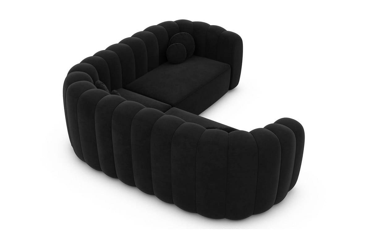 Stoff Ecksofa Almeria L Form Schwarz
