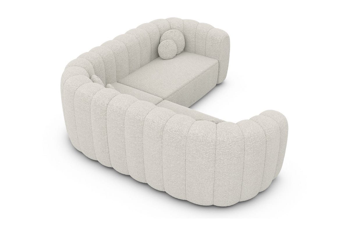 Stoff Ecksofa Almeria L-Form Pearl