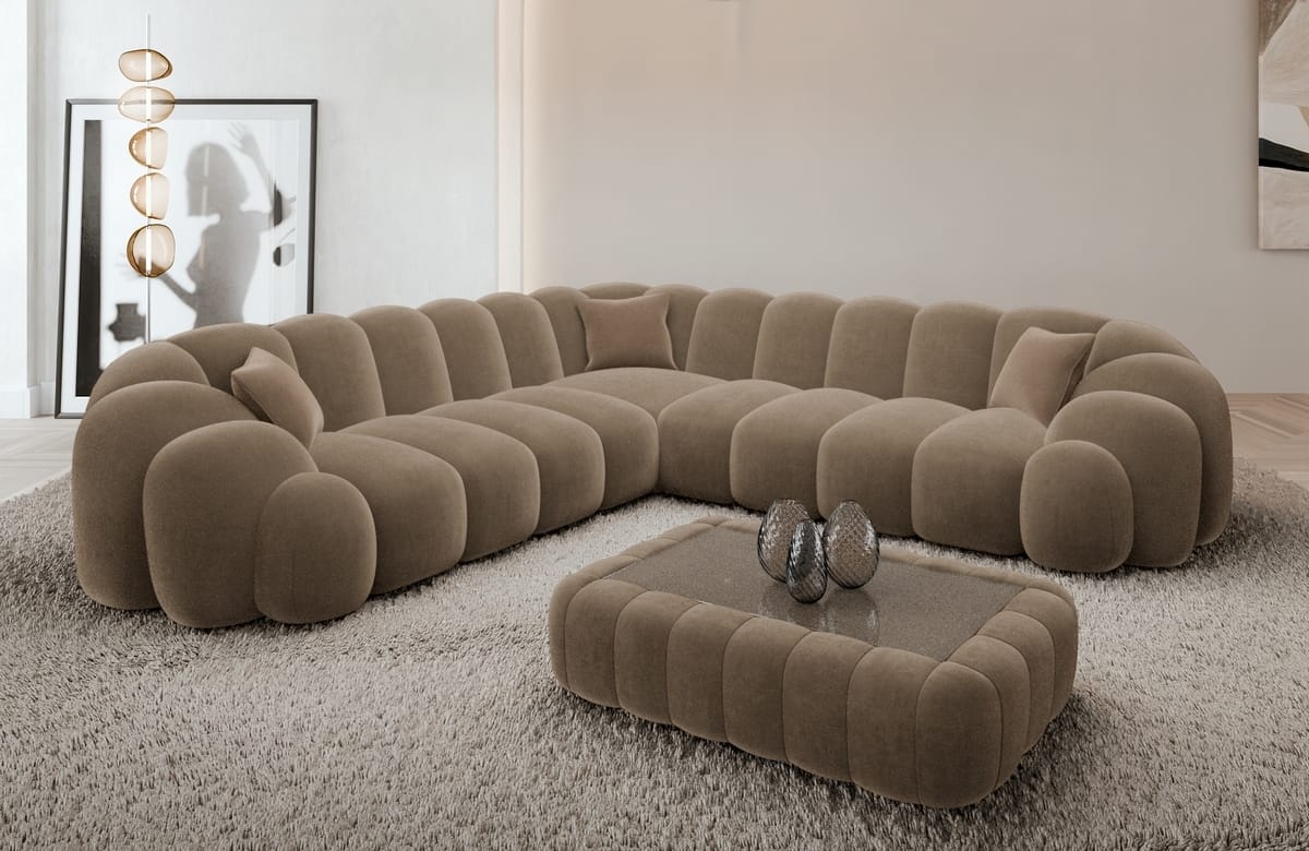 Ecksofa Rajada L-Form Stoff Braun
