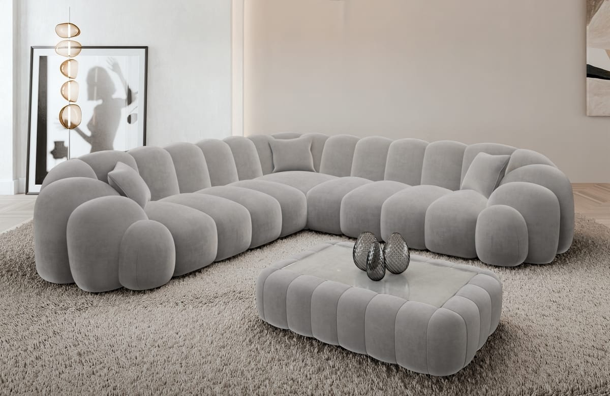 Ecksofa Rajada L-Form Stoff Hellgrau