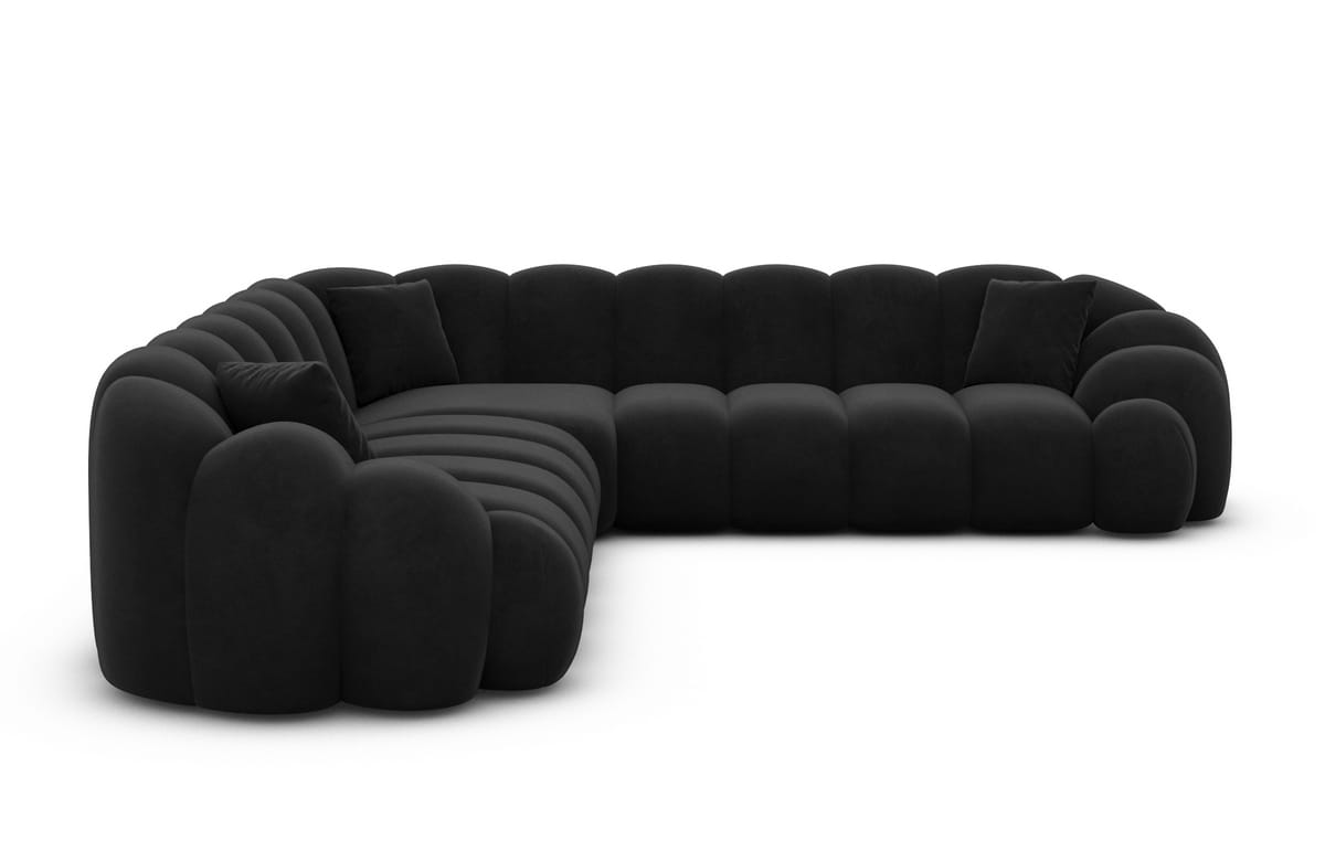 Ecksofa Rajada L-Form Stoff Schwarz