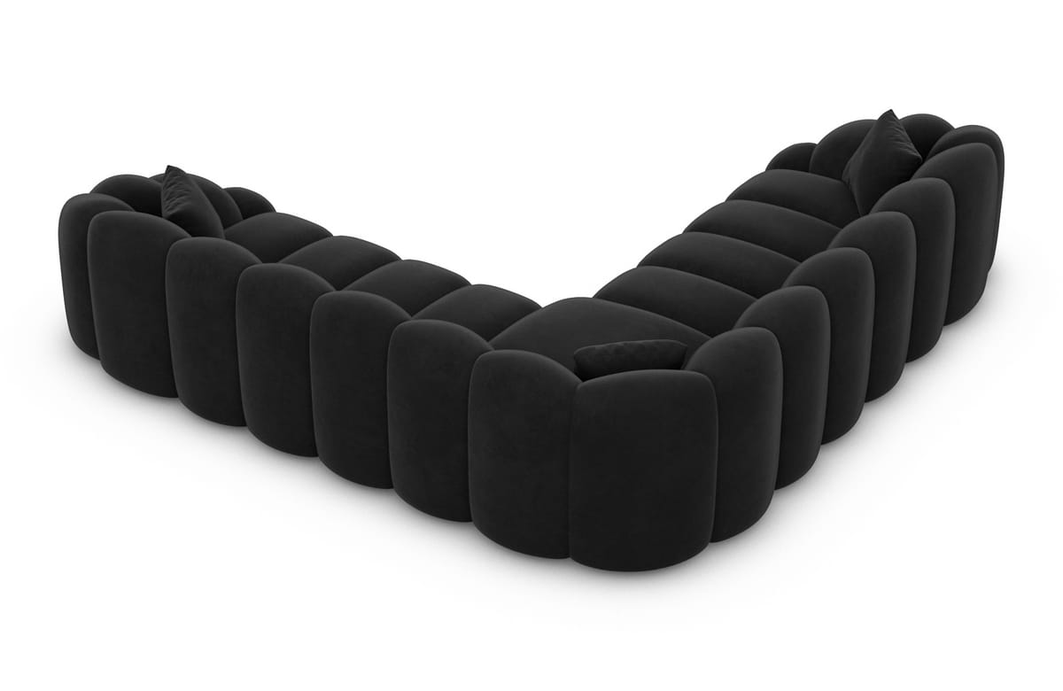 Ecksofa Rajada L-Form Stoff Schwarz