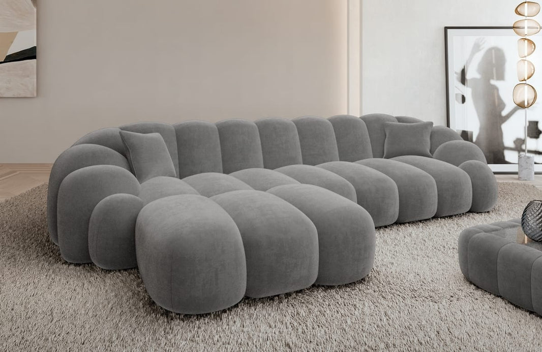 Couch Rajada L Form in Samtstoff