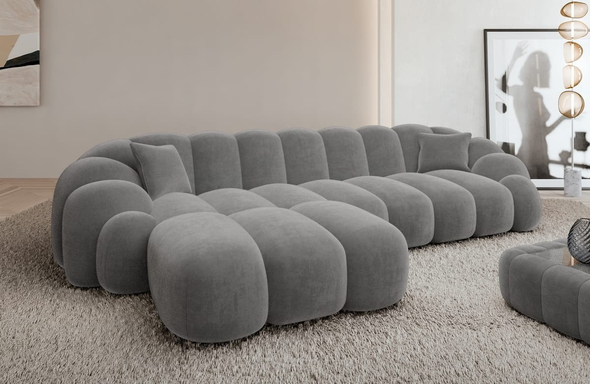 Stoff Ecksofa Rajada L-Form Kurz Dunkelgrau